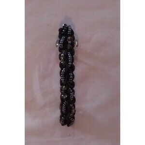 Vintage Black Beaded Hair Barrette Elegant Design Womens Accessory